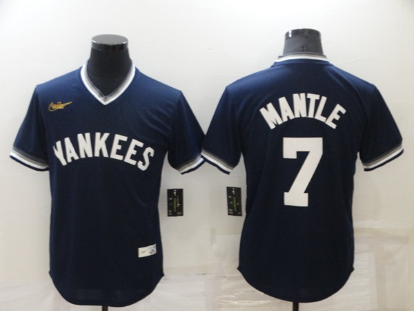 Men's New York Yankees #7 Mickey Mantle Navy Stitched Baseball Jersey